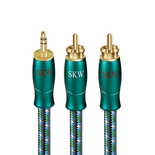 SKW 3.5mm ステレオミニプラグ to 2RCA(赤/白) 変換 ステレオオーディオケーブル/テレビ スマホ タブレット ゲーム機 等に対応 分配アダ