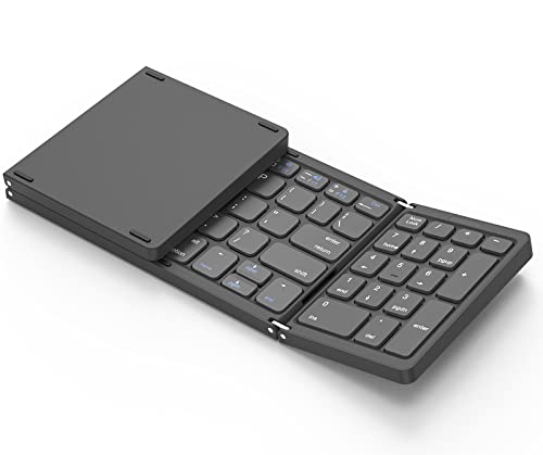 ワイヤレスキーボード 折りたたみ式 iPad Bluetooth キーボード テンキー搭載 薄型 3台デバイス対応 コンパクト無線 静音 小型 キーボー