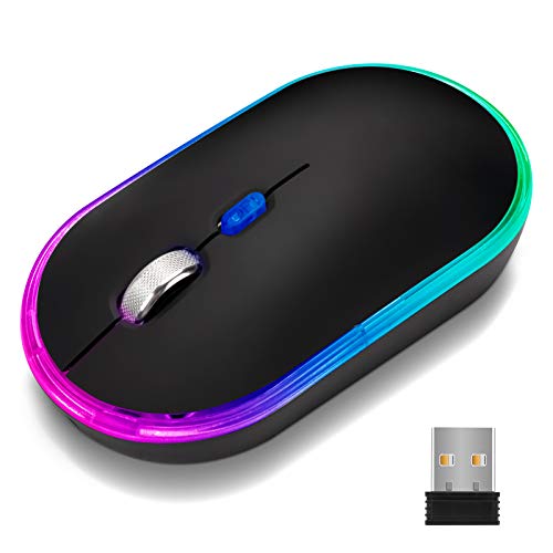 CHONCHOW ワイヤレスマウス 無線 mac windowsに対応 USB 充電式 7色LEDライト 静音 薄型 軽量 小型 3DPIモード 2.4GHz 光学式 高精度 省
