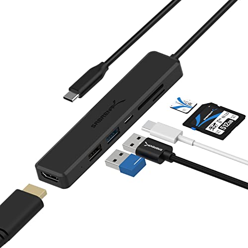 SABRENT usb-cハブ 6ポート 4K HDMI搭載｜Type-Cポート Power Delivery（60ワット）｜USB 3.2 Gen 1ポート｜USB2ポート｜SD/microSDカー