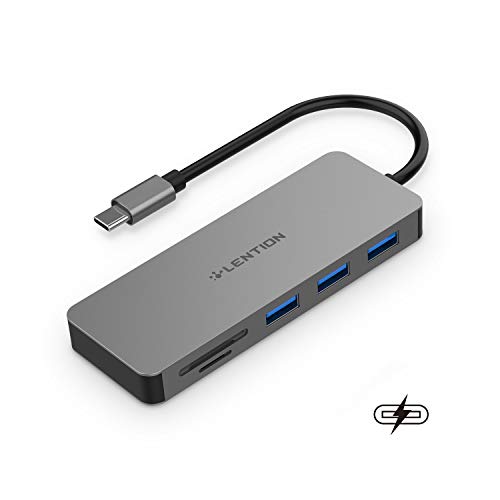 LENTION 6in1 USB Type-C ハブ PD充電 60W USB 3.0 ×3 Micro SD/SDカードリーダー UHS-I対応 CB-C16s 交換アダプター MacBook Pro (2016