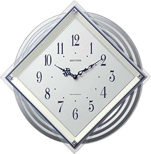 リズム(RHYTHM) 掛け時計 電波時計 アナログ 背面丸型 振り子 クリスタル 飾り付き 白 40x40x6.2cm ビュレッタ 4MX405SR03