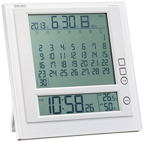 セイコークロック 掛け時計 置時計 兼用 マンスリーカレンダー機能 六曜表示 デジタル 電波 目覚まし時計 SQ422W SEIKO