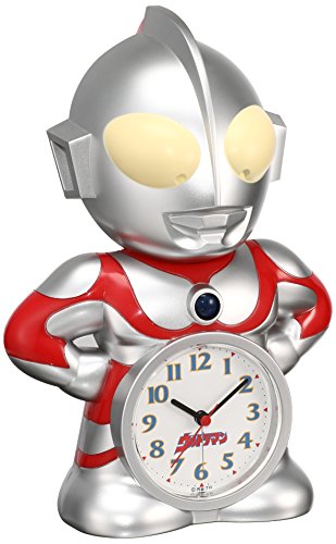 セイコー クロック 目覚まし時計 ウルトラマン キャラクター型 おしゃべり アラーム アナログ JF336A SEIKO シルバー 23.7×16.7×12cm