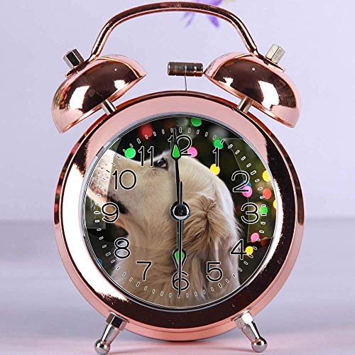 かわいい色の目覚まし時計、夜ライト寝室の装飾が付いている円形の金属の机上時計 223. ゴールデンレトリバー（ローズゴールド）