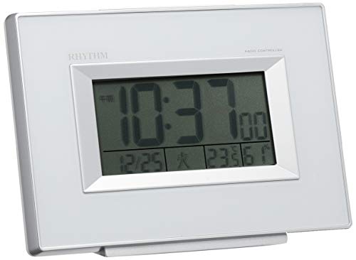 リズム(RHYTHM) 目覚まし時計 電波 デジタル フィットウェーブD194 温度 ・ 湿度 計付き カレンダー 白 RHYTHM 8RZ194SR03