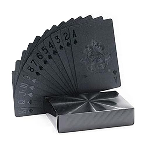 XSAJU トランプ プラスチック カード 折れにくい 防水 カードゲーム マジック 専用箱付き (ブラック)