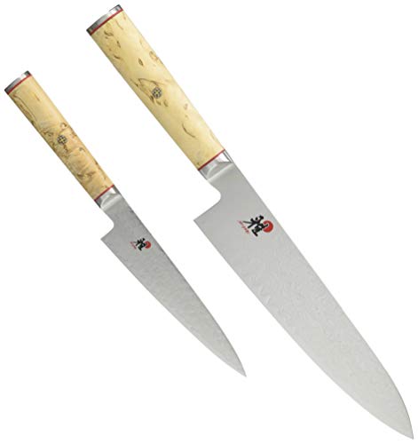 ※他店舗と在庫併用の為、品切れの場合は、ご容赦ください。刃渡り:小刀(ペティナイフ)13cm、牛刀(シェフナイフ) 20cm材質:刃部=特殊ステンレス鋼(MC63)ハンドル=天然カバ材刃付け:本刃付け