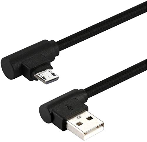 LoongGate正角マイクロUSBケーブル、ナイロン編み90度USB AマイクロB充電 & データ同期ケーブルすべてのマイクロUSBデバイス用 (25cm, ?K)