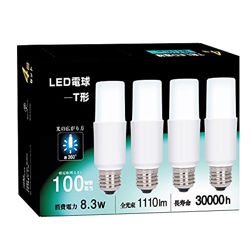 T形タイプ LED電球 E26口金 T形 100W形相当 8.3W 昼白色 5000K 1110lm 全方向タイプ 電球形蛍光灯 EFD25・EFD15代替推奨 断熱材施工器具