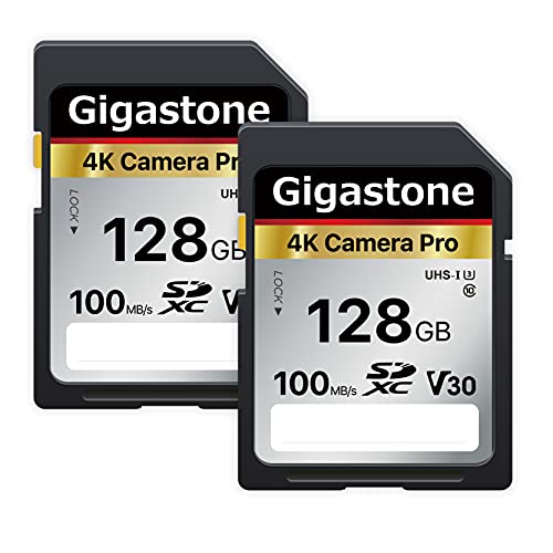 Gigastone SDカード 128GB 2枚セット メモリーカード A1 V30 U3 Class 10 SDXC 高速4K UHD & Full HD ビデオ Canon Nikon など デジタル