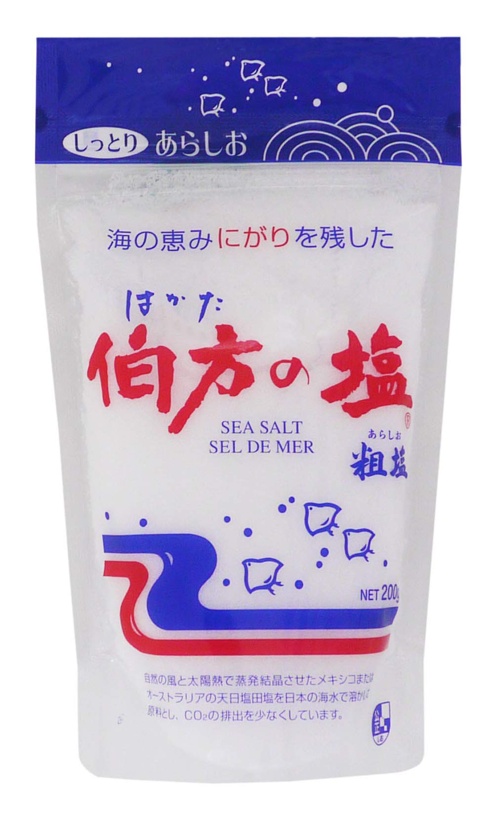 ※他店舗と在庫併用の為、品切れの場合は、ご容赦ください。説明 商品紹介 海のニガリを残した「伯方の塩」のチャック付スタンドパックです。場所をとらずチャック付なので保存がとても便利です。製造工程で化学薬