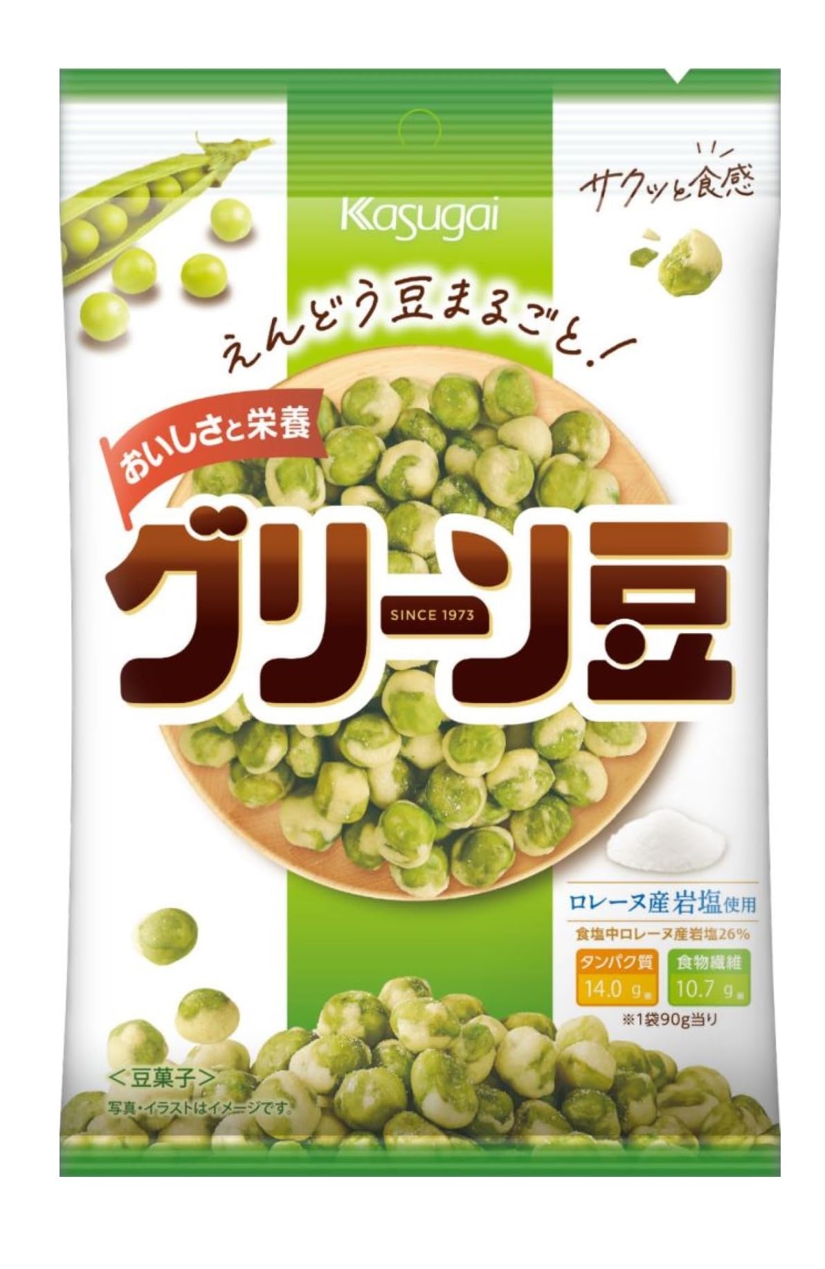 ※他店舗と在庫併用の為、品切れの場合は、ご容赦ください。説明 商品紹介 発売以来40年以上愛され続けている「グリーン豆」。豆のおいしさを引き立てるロレーヌ産岩塩を使用し、より豆の旨みや甘みを感じるおい